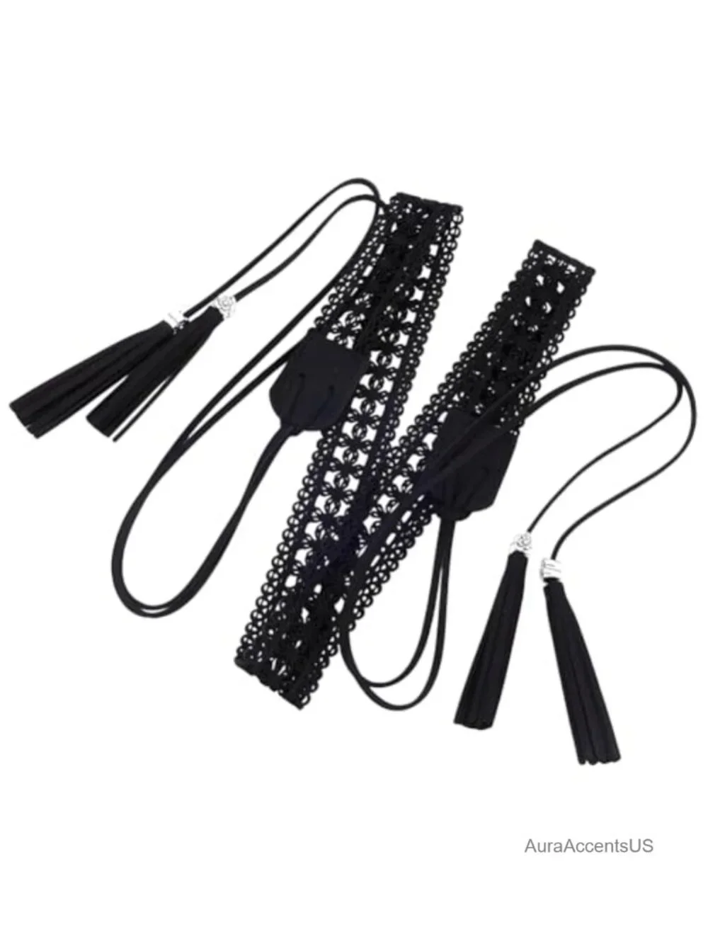 Woven Tassel Belt for Women PU Leather Boho Knotted Waistband Vintage Macrame